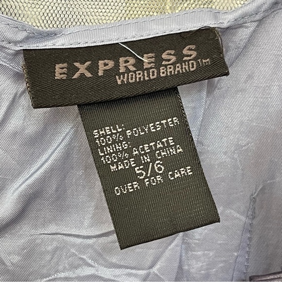 Vintage y2k Express Slate Blue Whimsical Fairy Layered Mesh Sequin Mini Dress M - Picture 9 of 10